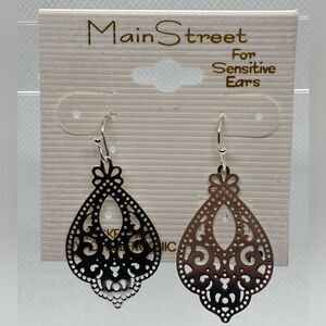 3For$20 Main Street Filigree Drop Earrings - Silver